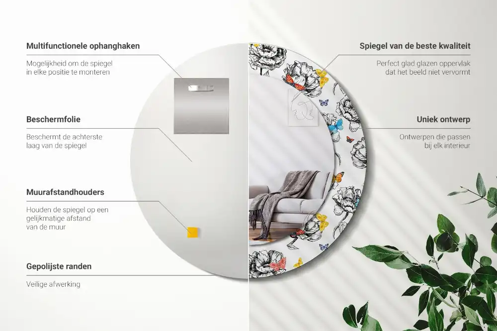 Okrúhle dekoračné zrkadlo na stenu Farebné motýle