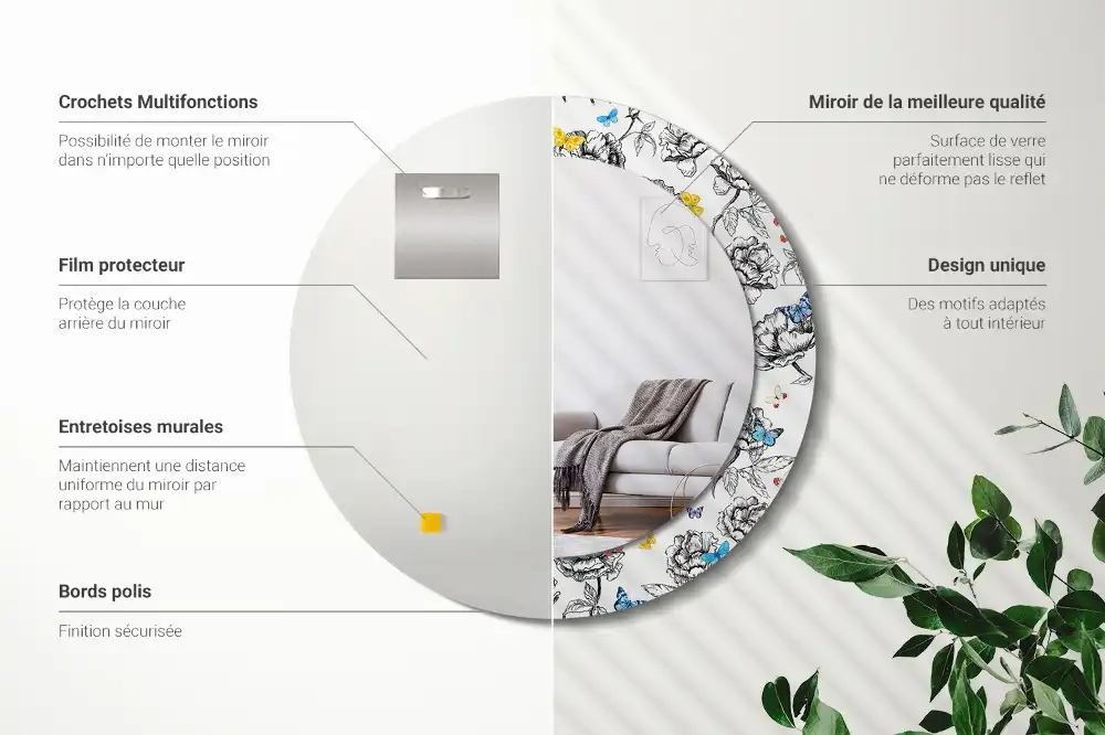 Okrúhle dekoračné zrkadlo na stenu Farebné motýle