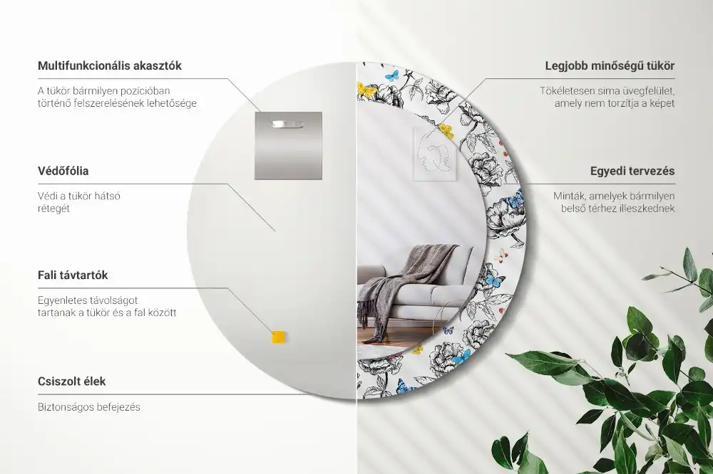 Okrúhle dekoračné zrkadlo na stenu Farebné motýle