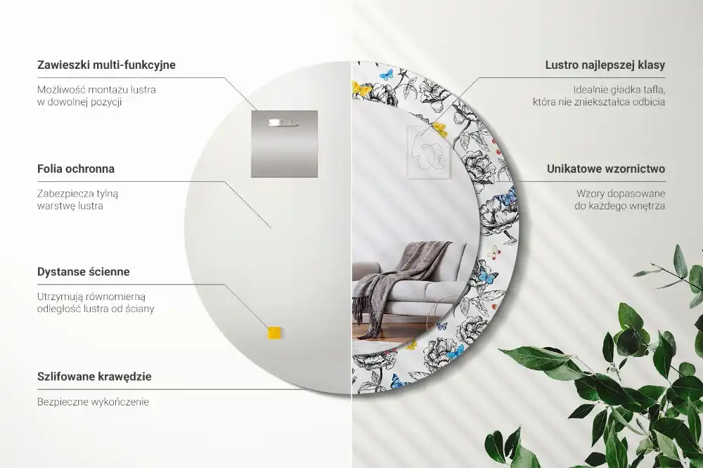 Okrúhle dekoračné zrkadlo na stenu Farebné motýle