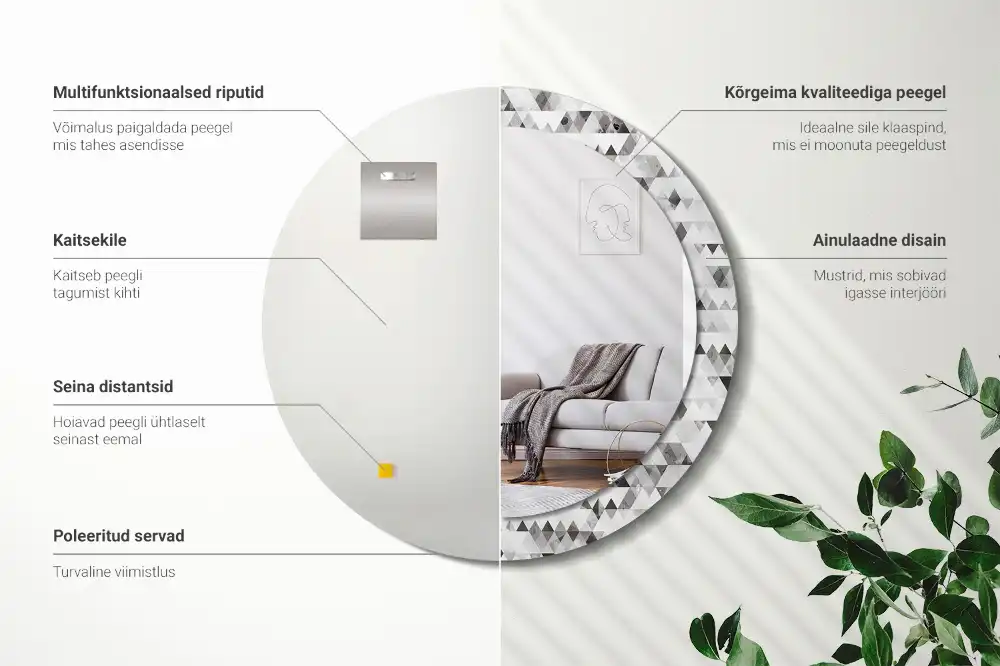 Okrúhle dekoračné zrkadlo na stenu Trojuholníky