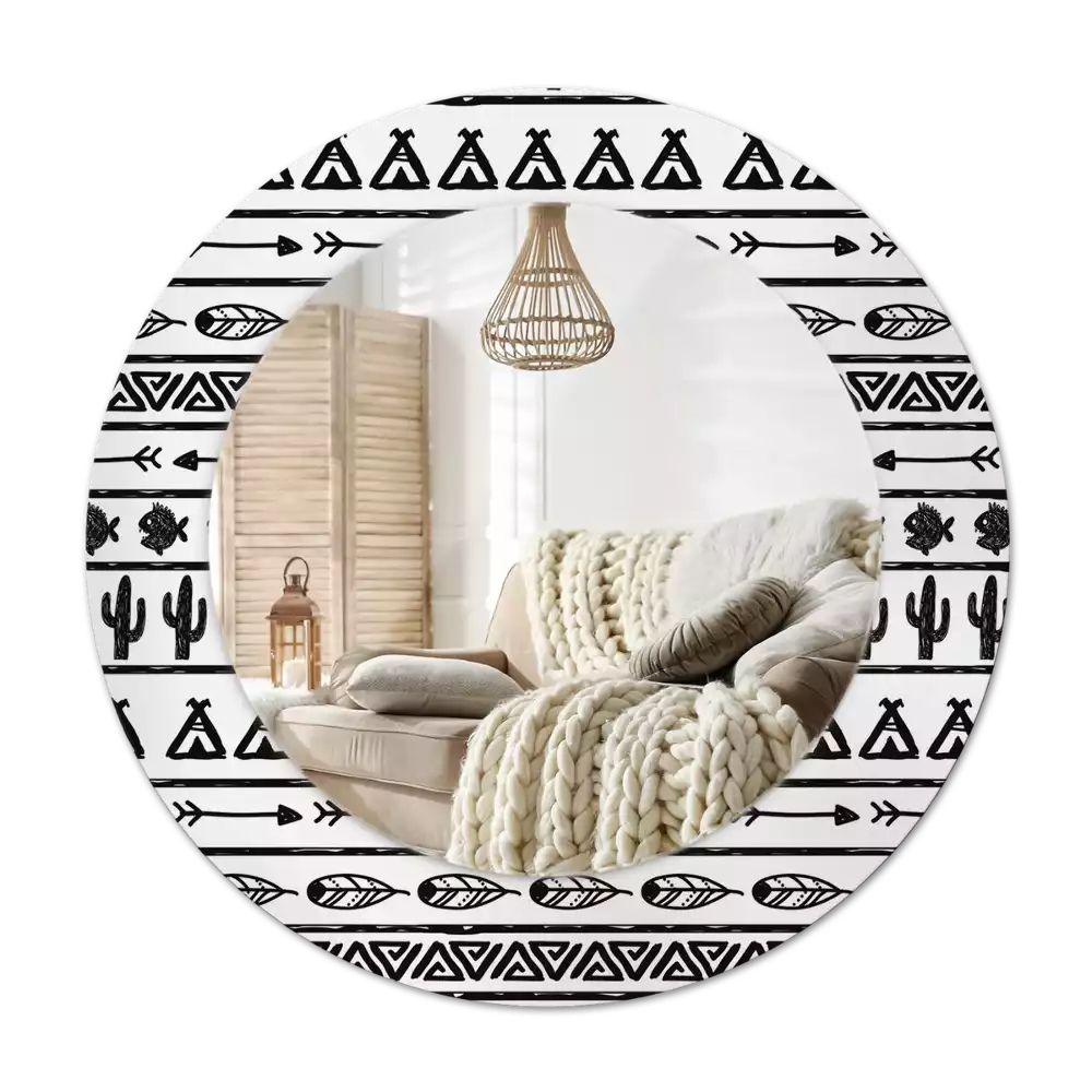 Okrúhle dekoračné zrkadlo na stenu Boho minimalistický