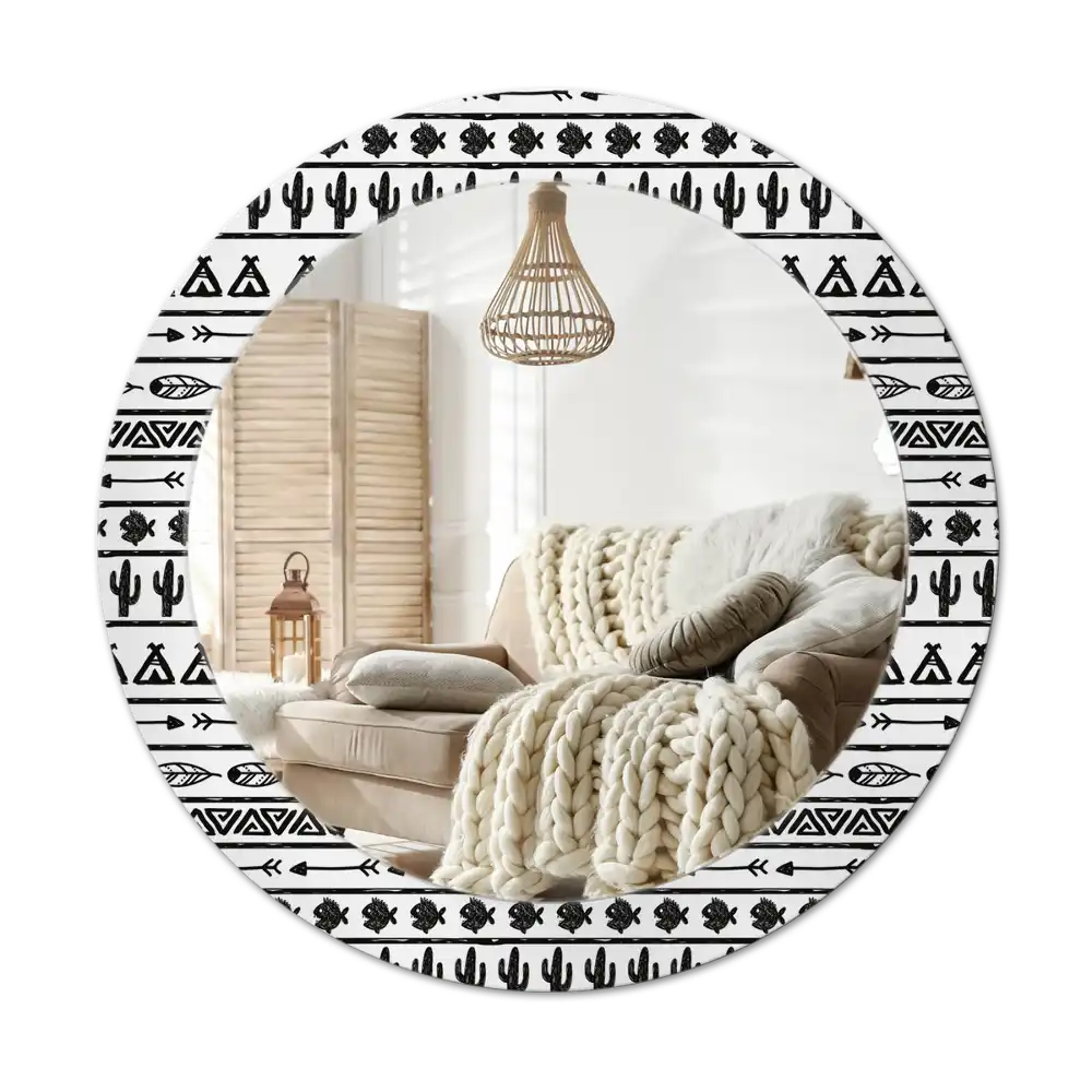 Okrúhle dekoračné zrkadlo na stenu Boho minimalistický