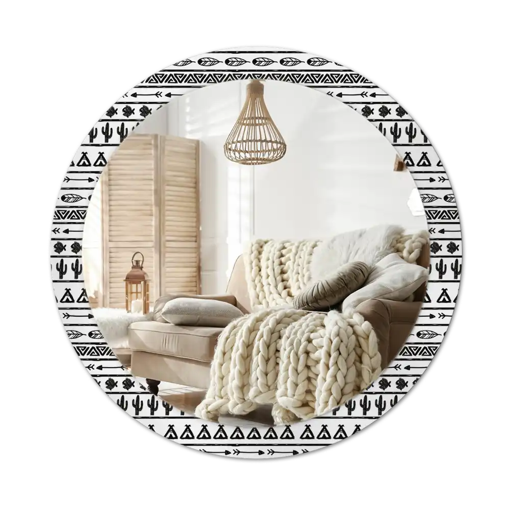 Okrúhle dekoračné zrkadlo na stenu Boho minimalistický