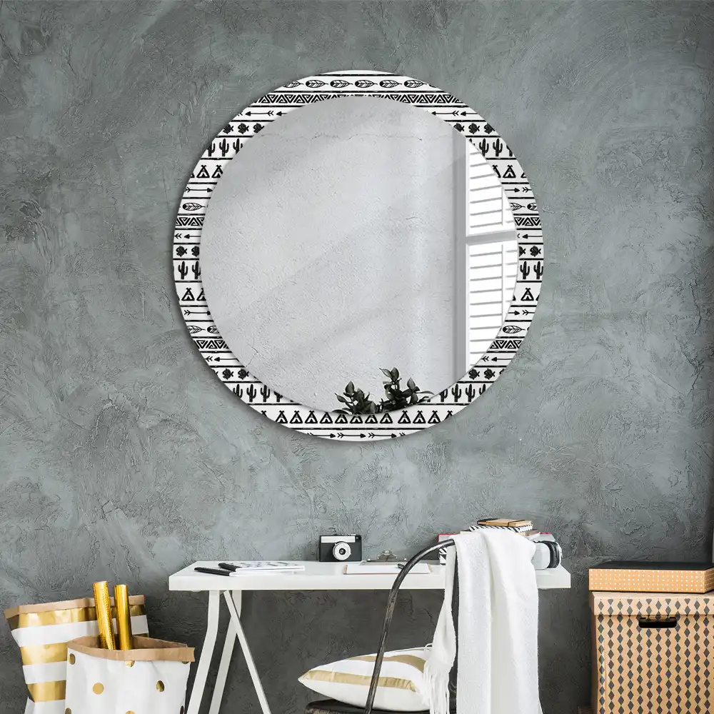 Okrúhle dekoračné zrkadlo na stenu Boho minimalistický