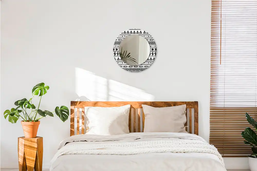 Okrúhle dekoračné zrkadlo na stenu Boho minimalistický