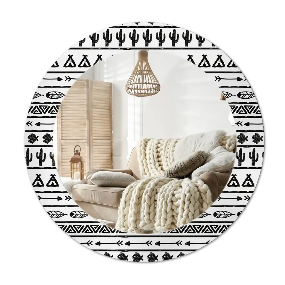 Okrúhle dekoračné zrkadlo na stenu Boho minimalistický
