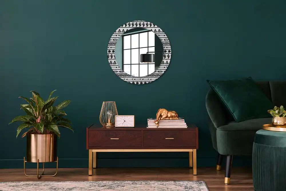 Okrúhle dekoračné zrkadlo na stenu Boho minimalistický