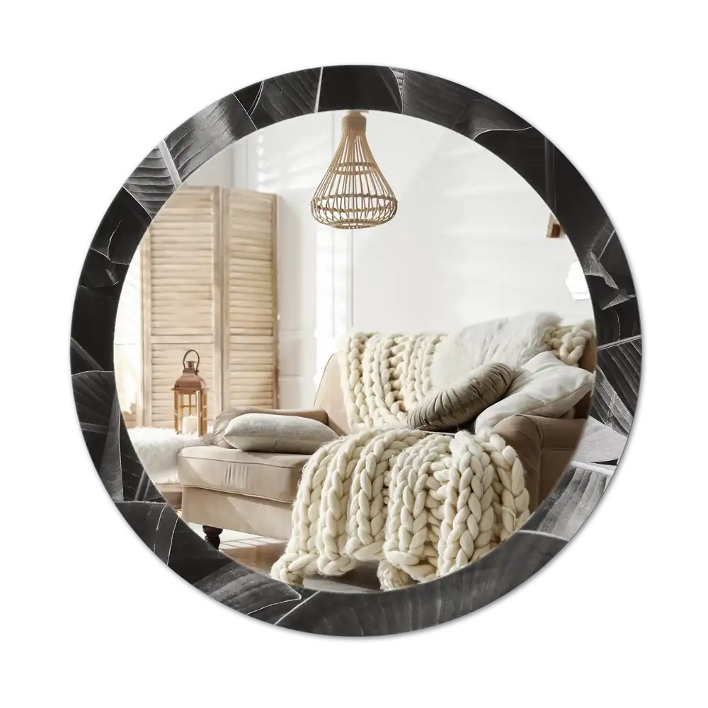 Okrúhle zrkadlo s potlačeným rámom Tropické palmy