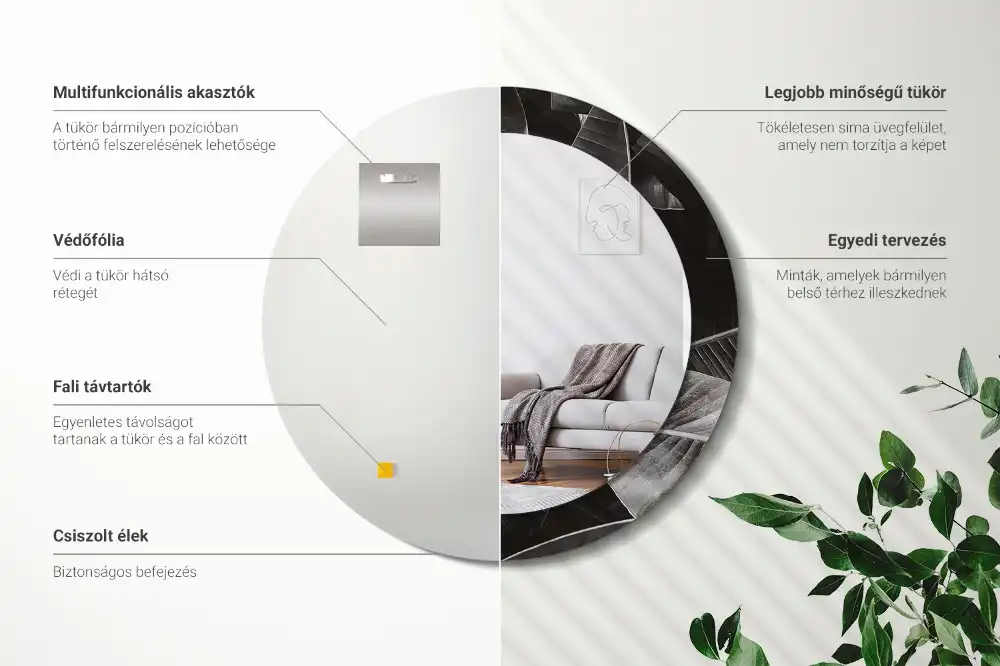 Okrúhle zrkadlo s potlačeným rámom Tropické palmy