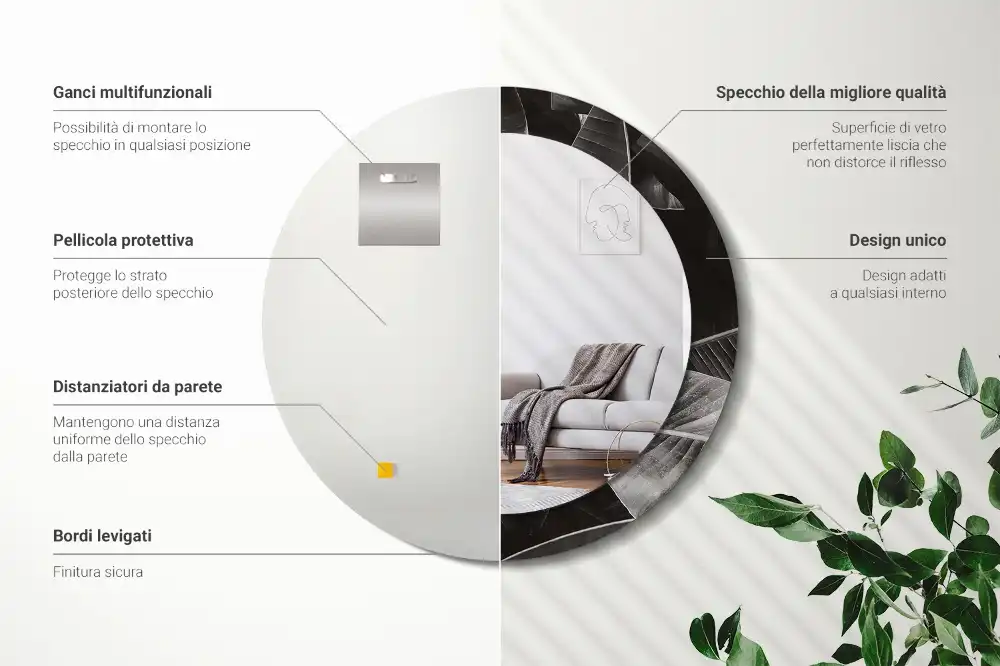 Okrúhle zrkadlo s potlačeným rámom Tropické palmy