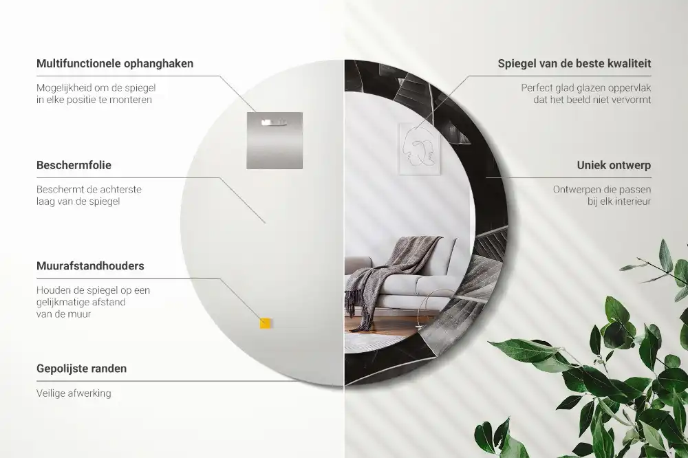 Okrúhle zrkadlo s potlačeným rámom Tropické palmy