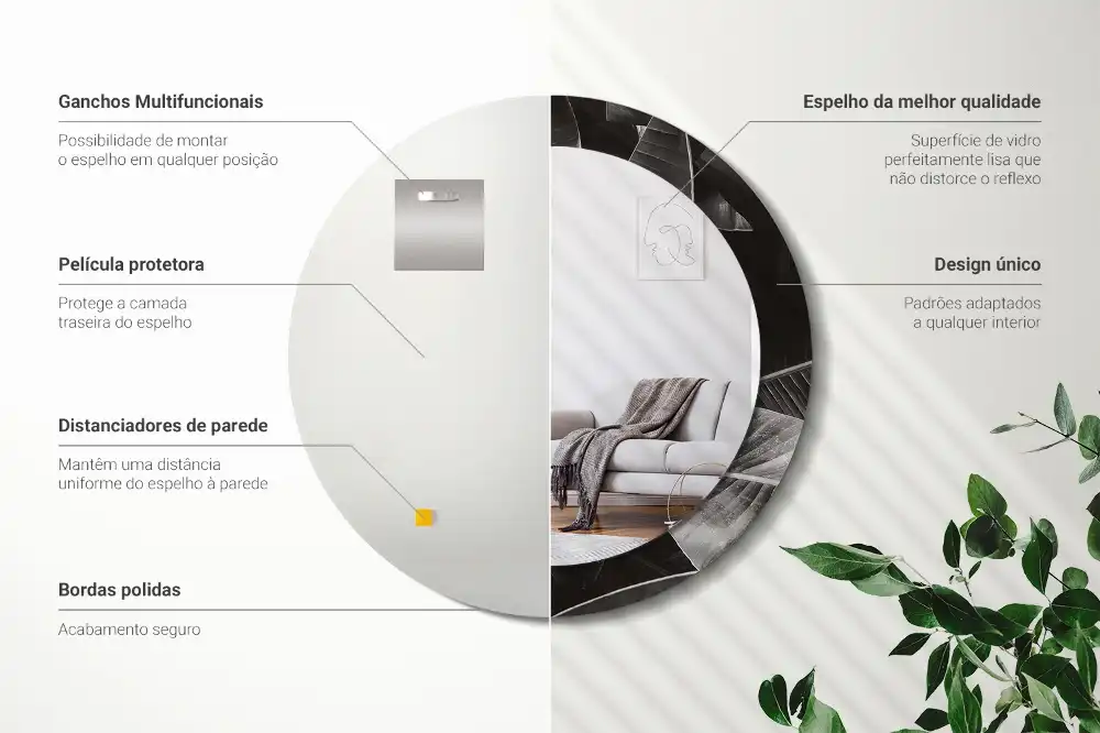 Okrúhle zrkadlo s potlačeným rámom Tropické palmy