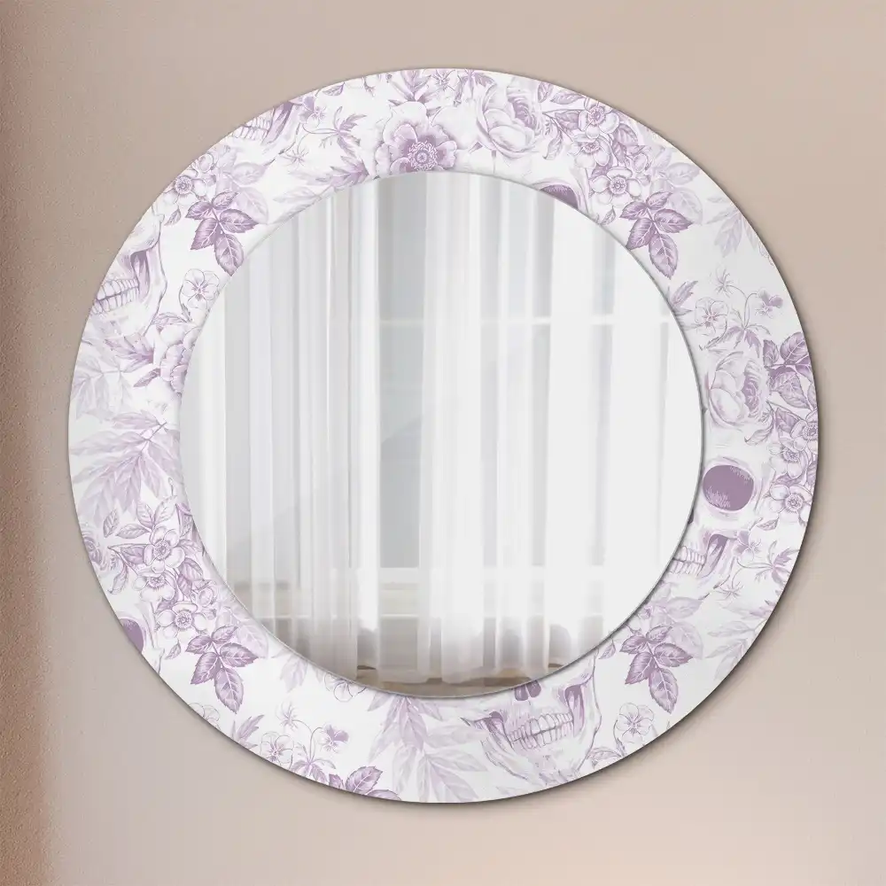 Okrúhle zrkadlo rám s potlačou Lebky