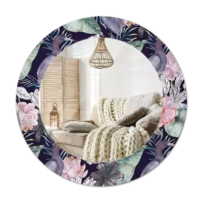 Okrúhle zrkadlo rám s potlačou Volavky vtáky