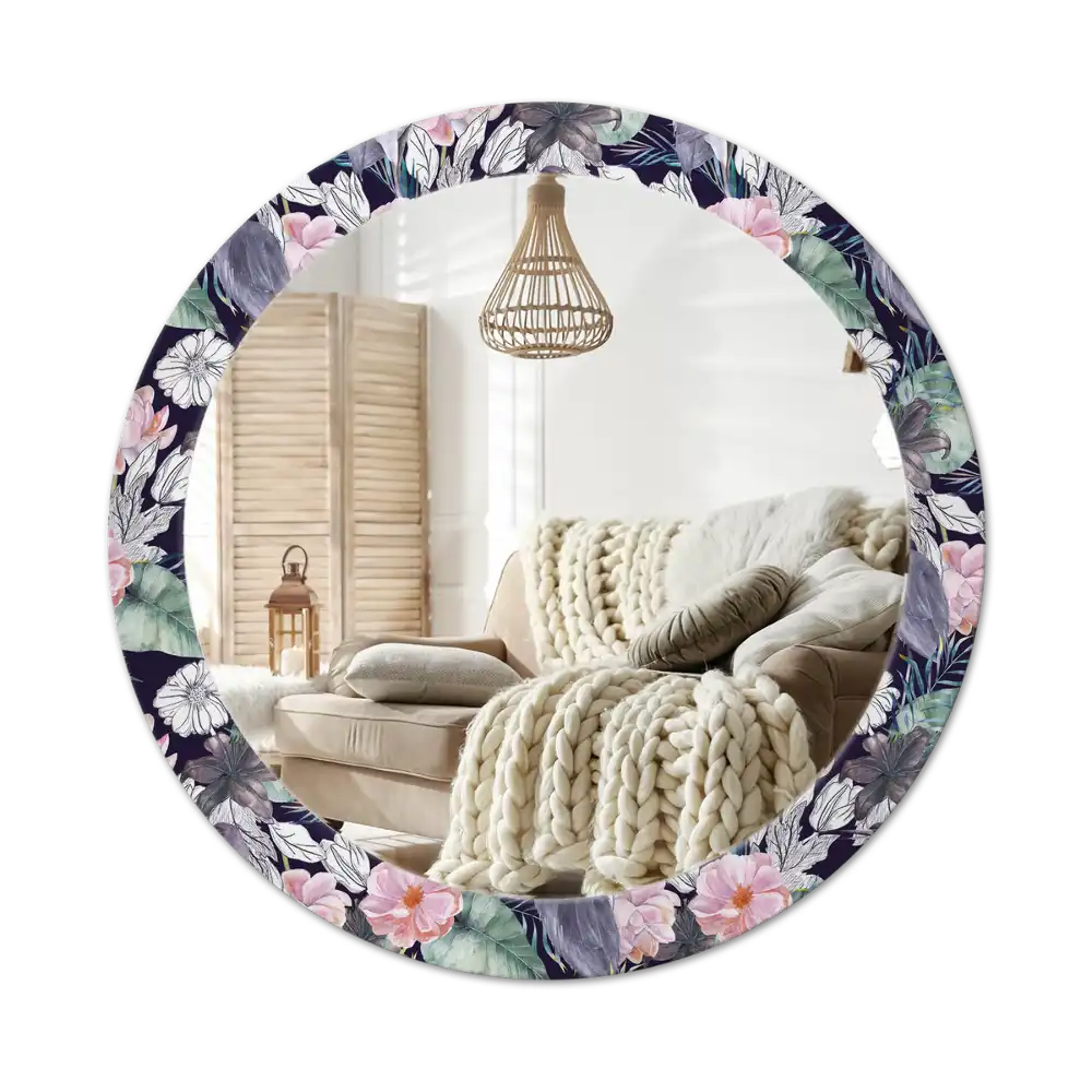 Okrúhle zrkadlo rám s potlačou Volavky vtáky