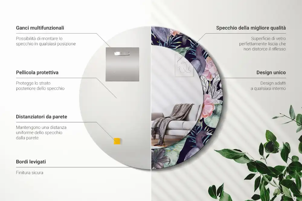 Okrúhle zrkadlo rám s potlačou Volavky vtáky