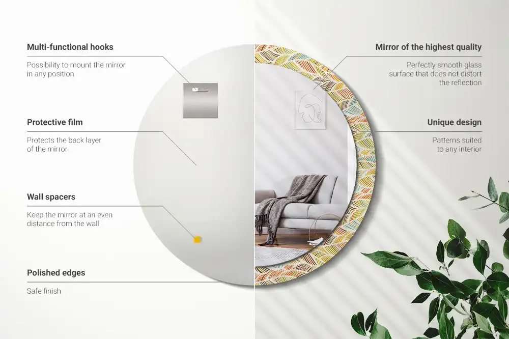 Okrúhle zrkadlo rám s potlačou Abstrakt