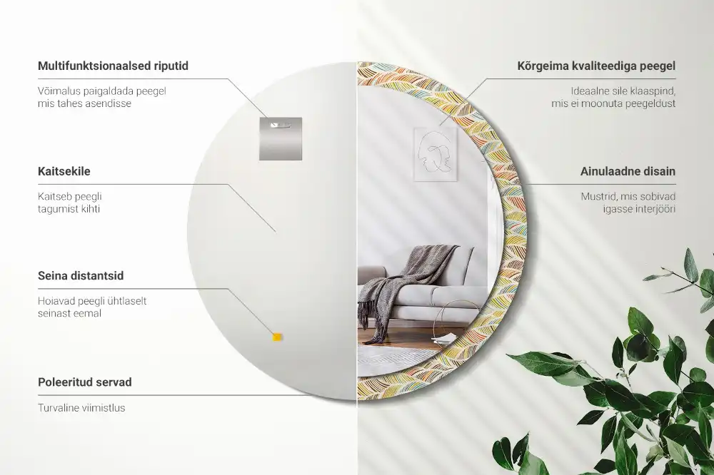 Okrúhle zrkadlo rám s potlačou Abstrakt