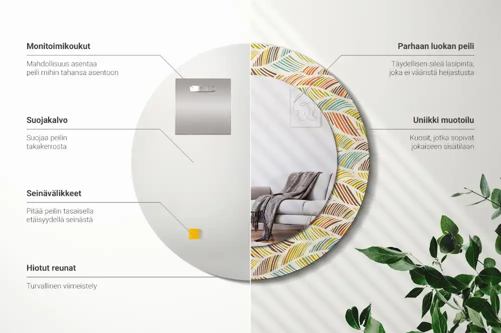 Okrúhle zrkadlo rám s potlačou Abstrakt