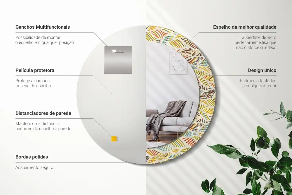 Okrúhle zrkadlo rám s potlačou Abstrakt