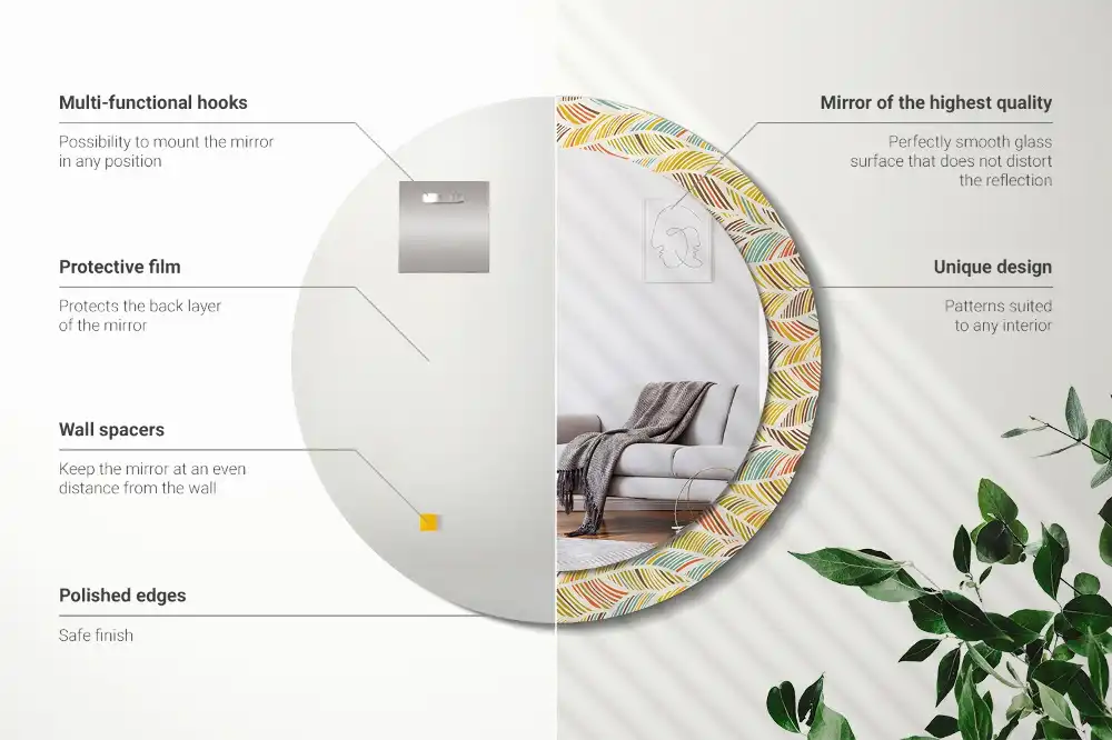 Okrúhle zrkadlo rám s potlačou Abstrakt