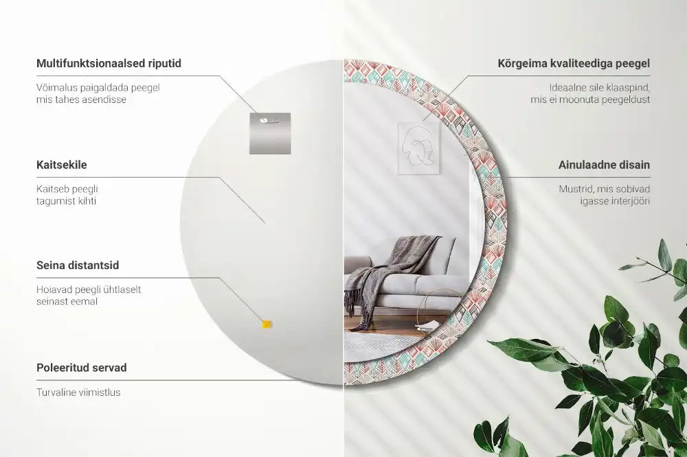 Okrúhle zrkadlo rám s potlačou Etnický vzor