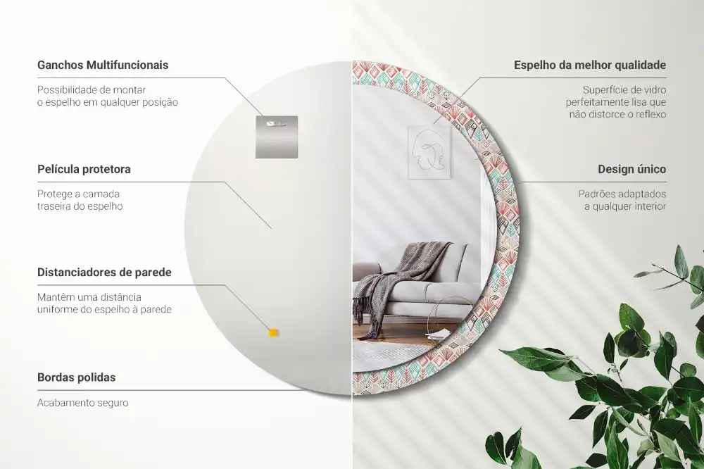 Okrúhle zrkadlo rám s potlačou Etnický vzor