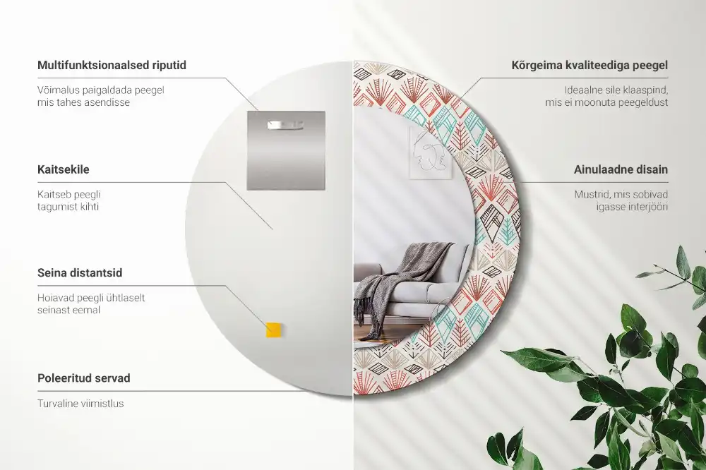 Okrúhle zrkadlo rám s potlačou Etnický vzor