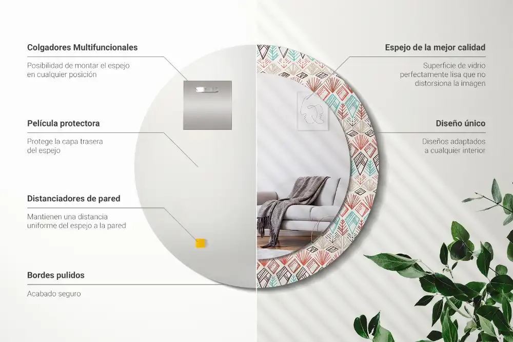 Okrúhle zrkadlo rám s potlačou Etnický vzor