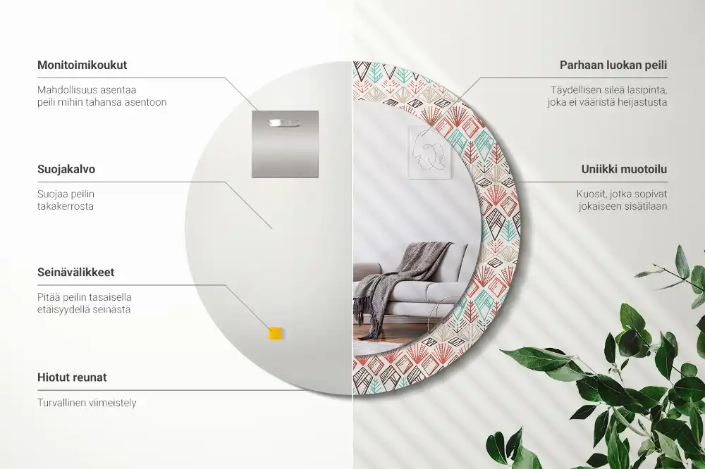 Okrúhle zrkadlo rám s potlačou Etnický vzor