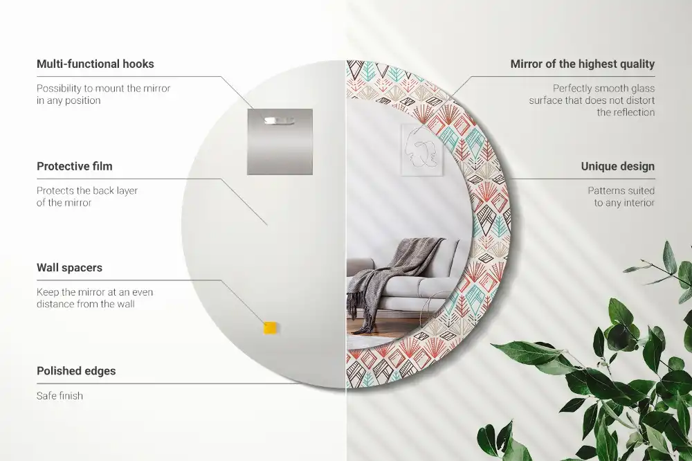 Okrúhle zrkadlo rám s potlačou Etnický vzor