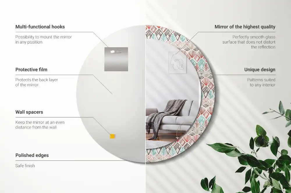 Okrúhle zrkadlo rám s potlačou Etnický vzor