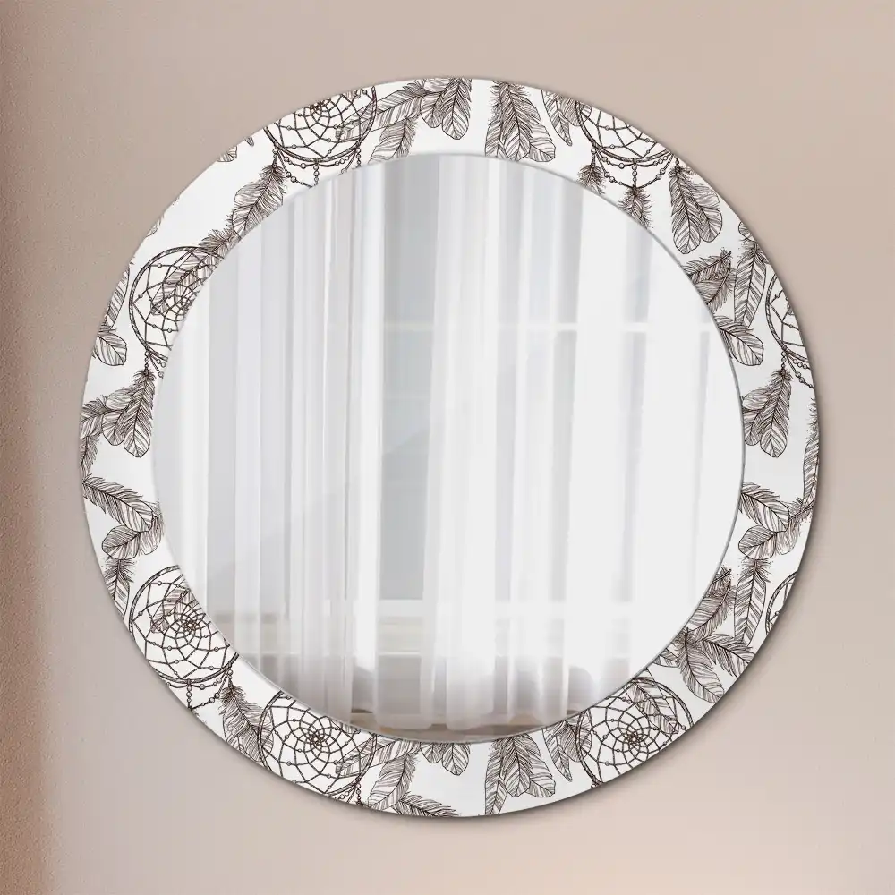 Okrúhle zrkadlo s potlačeným rámom Lapač snov