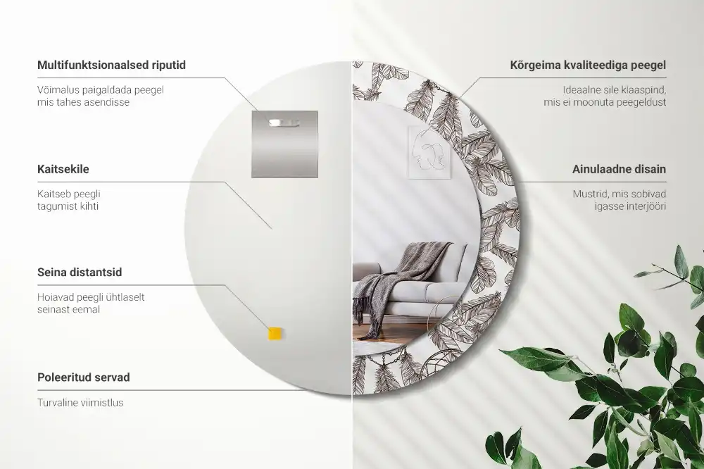 Okrúhle zrkadlo s potlačeným rámom Lapač snov