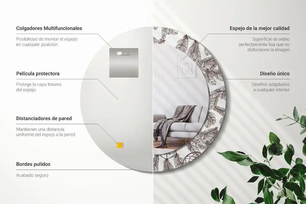 Okrúhle zrkadlo s potlačeným rámom Lapač snov