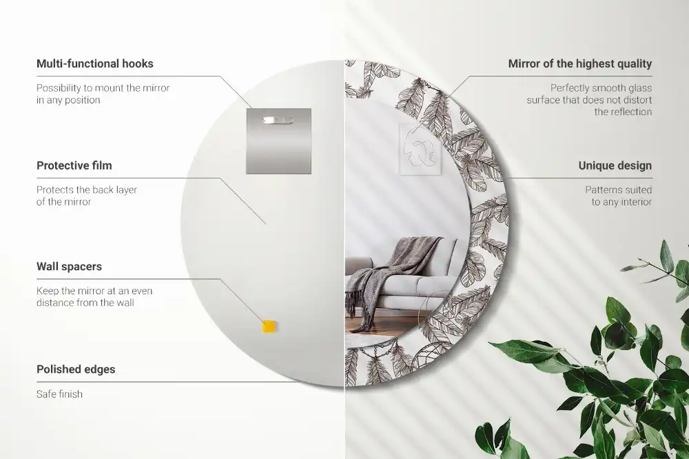 Okrúhle zrkadlo s potlačeným rámom Lapač snov