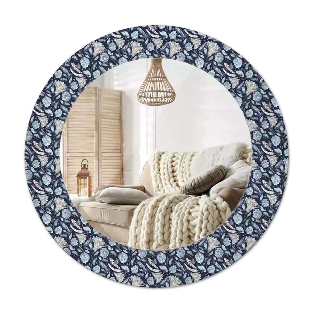Okrúhle zrkadlo rám s potlačou Boho vzor