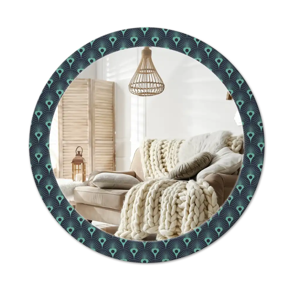 Okrúhle zrkadlo s potlačeným rámom Kvetinový vzor