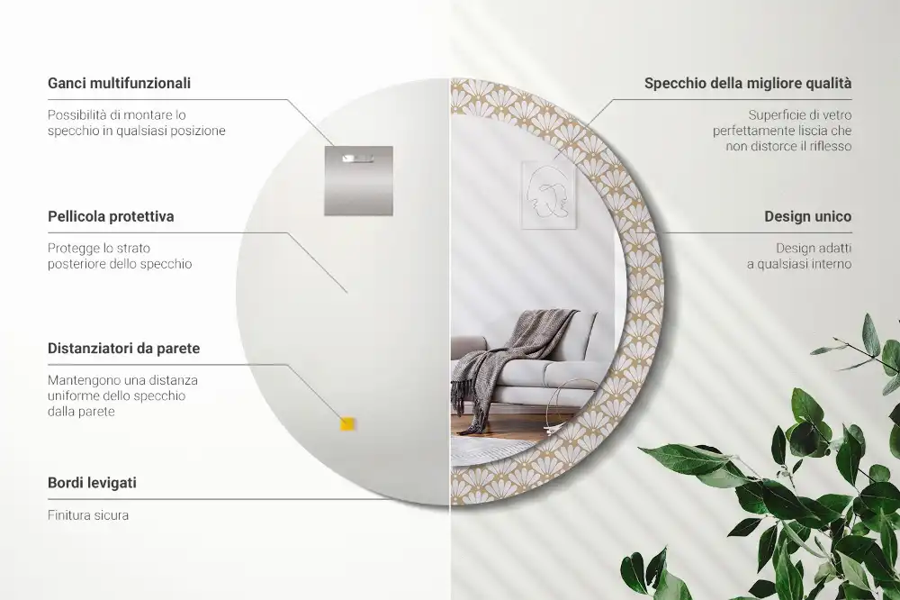 Okrúhle dekoračné zrkadlo na stenu Orientálny kvet