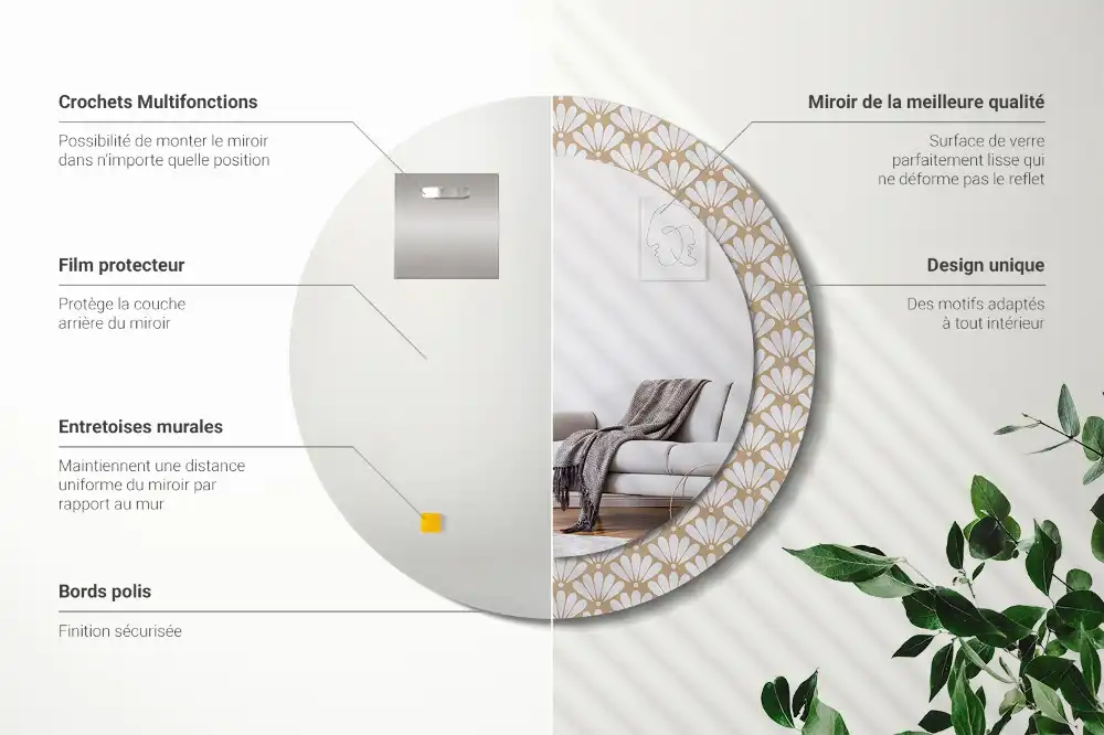 Okrúhle dekoračné zrkadlo na stenu Orientálny kvet