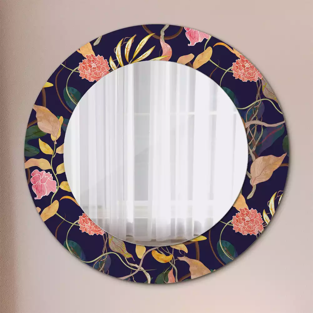 Okrúhle zrkadlo s potlačeným rámom Akvarelové rastliny