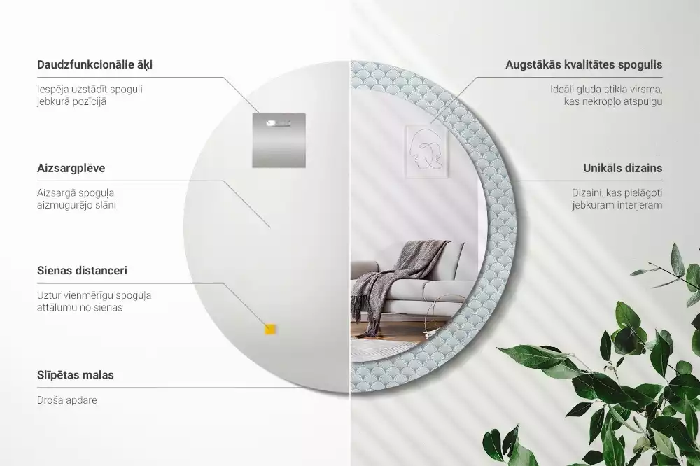 Okrúhle dekoračné zrkadlo na stenu Retro vintage vzor