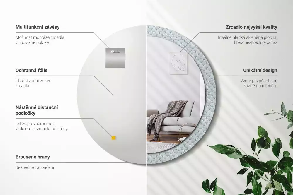 Okrúhle dekoračné zrkadlo na stenu Retro vintage vzor