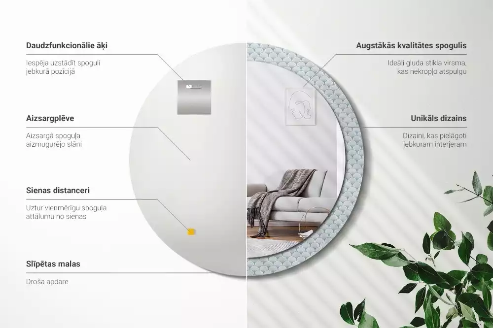 Okrúhle dekoračné zrkadlo na stenu Retro vintage vzor