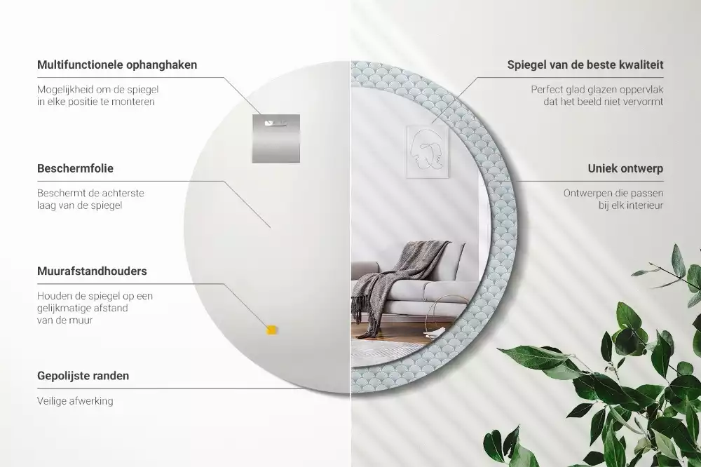 Okrúhle dekoračné zrkadlo na stenu Retro vintage vzor