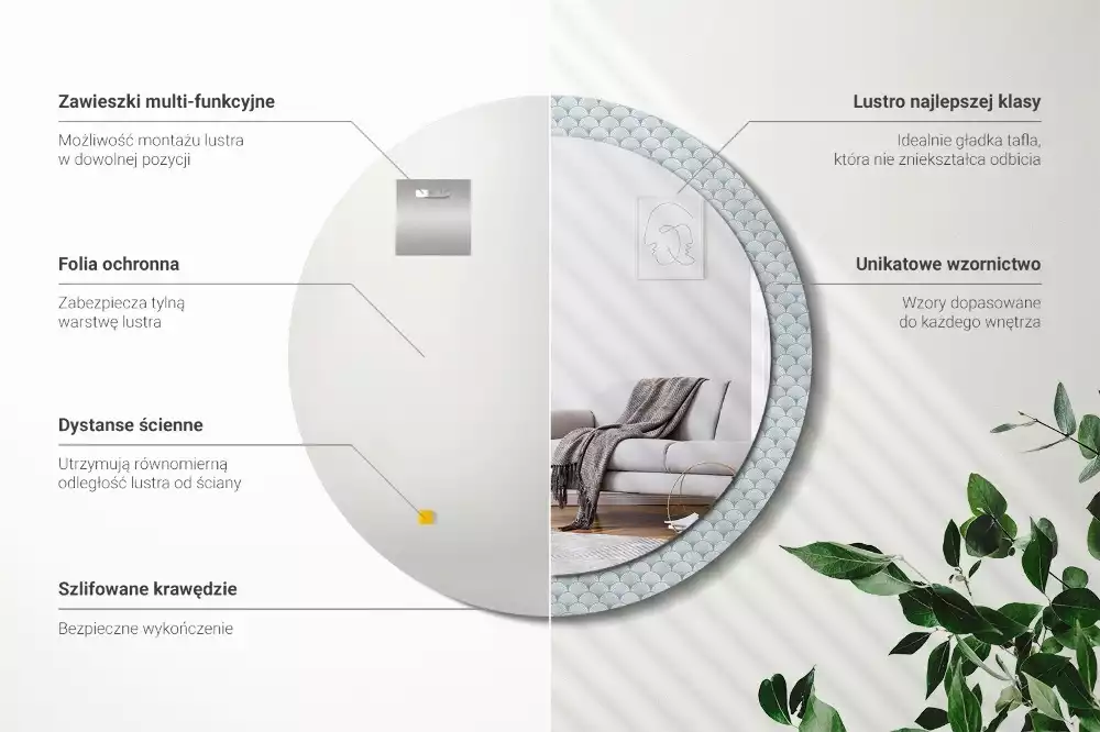 Okrúhle dekoračné zrkadlo na stenu Retro vintage vzor