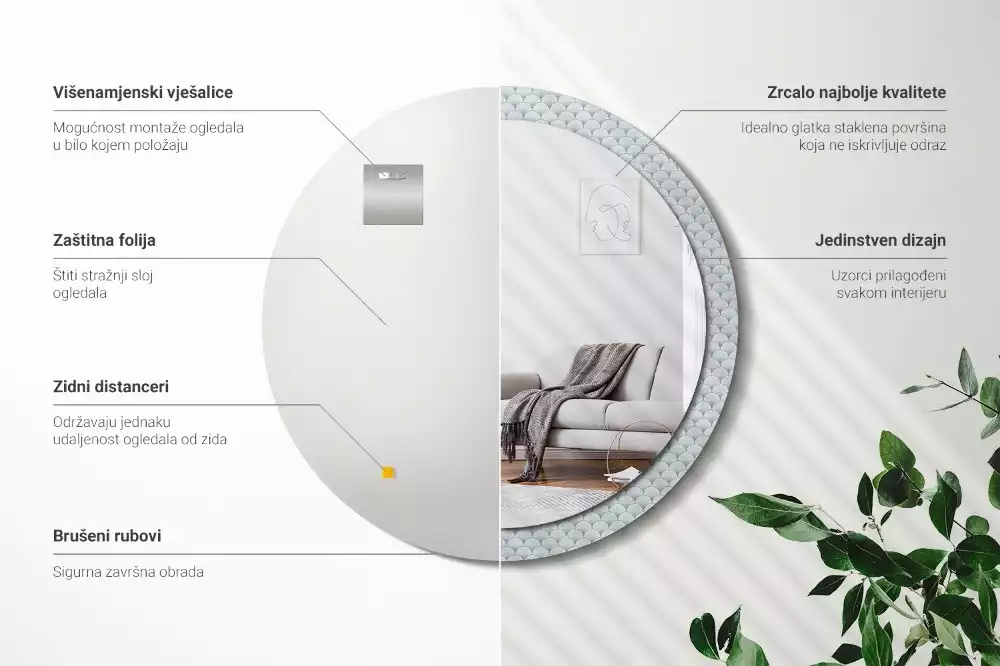 Okrúhle dekoračné zrkadlo na stenu Retro vintage vzor