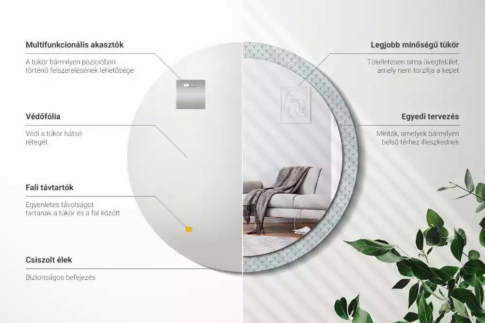 Okrúhle dekoračné zrkadlo na stenu Retro vintage vzor