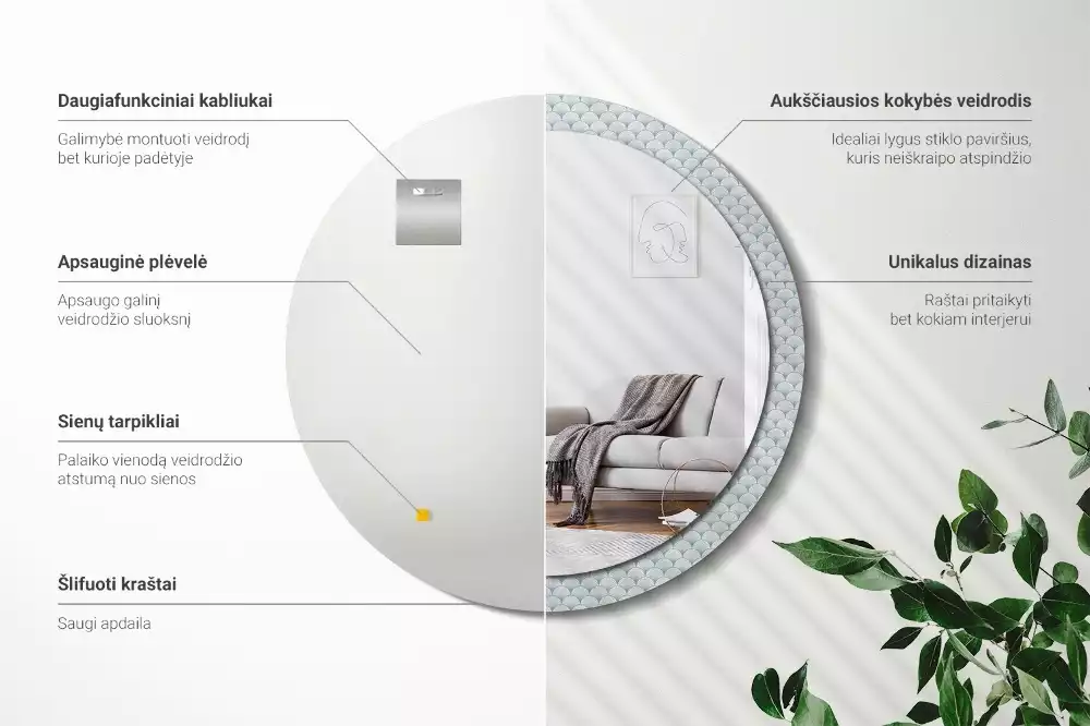 Okrúhle dekoračné zrkadlo na stenu Retro vintage vzor